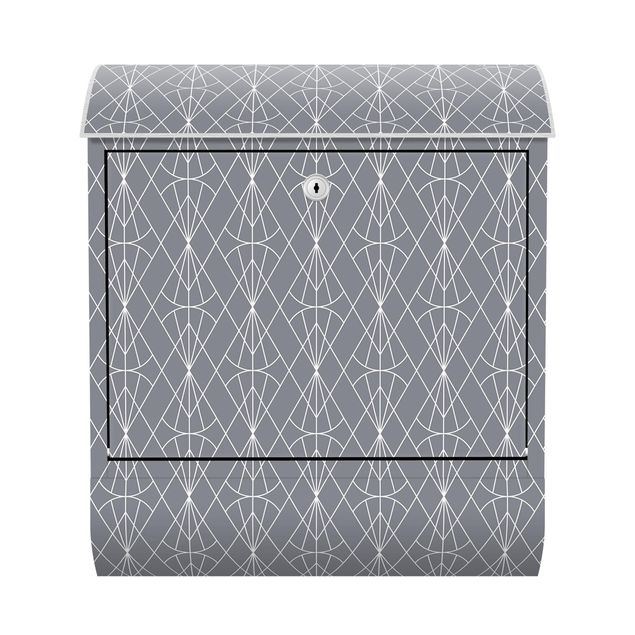 Postkasser grå Art Deco Diamond Pattern In Front Of Gray XXL