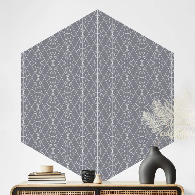 Geometrisk tapet Art Deco Diamond Pattern In Front Of Gray XXL