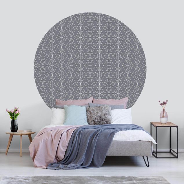 Mønstret tapeter Art Deco Diamond Pattern In Front Of Grey XXL