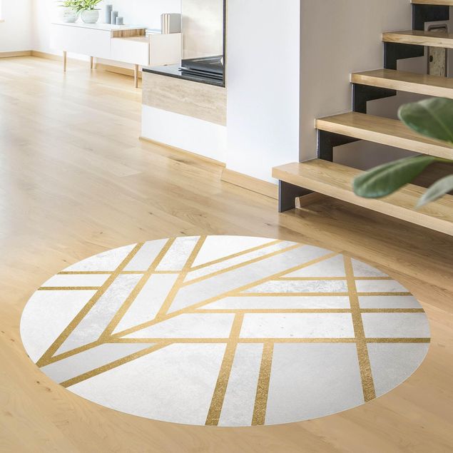 moderne gulvtæppe Art Deco Geometry White Gold