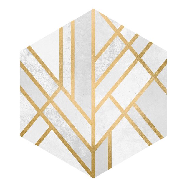 Hvid tapet Art Deco Geometry White Gold