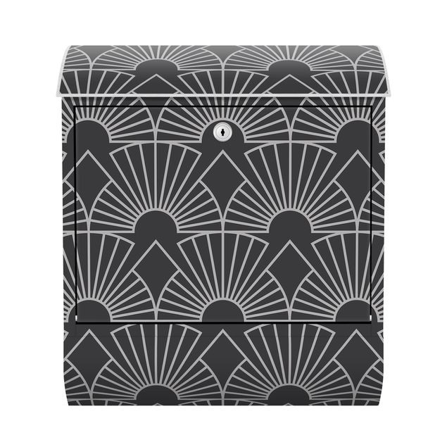 Postkasser grå Art Deco Radial Arches Line Pattern