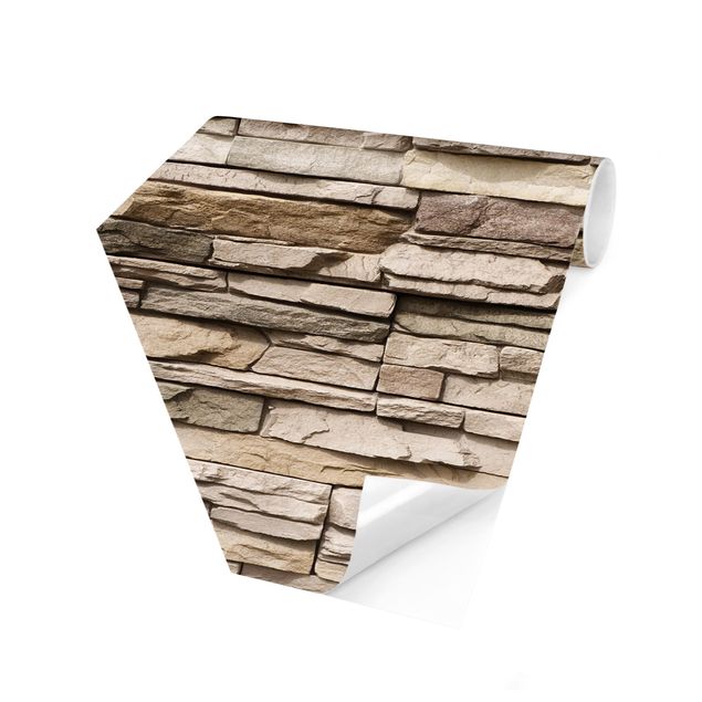 Tapet industriel Asian Stonewall - Stone Wall From Large Light Coloured Stones