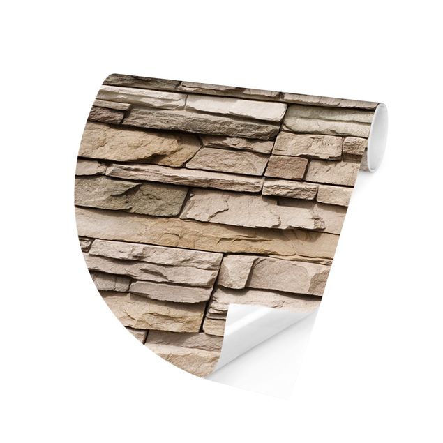 fototapet 3d Asian Stonewall - Stone Wall From Large Light Coloured Stones
