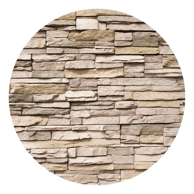 Tapet med mønster Asian Stonewall - Stone Wall From Large Light Coloured Stones