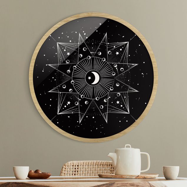 Indrammede plakater vintage Astrology Moon Magic Black