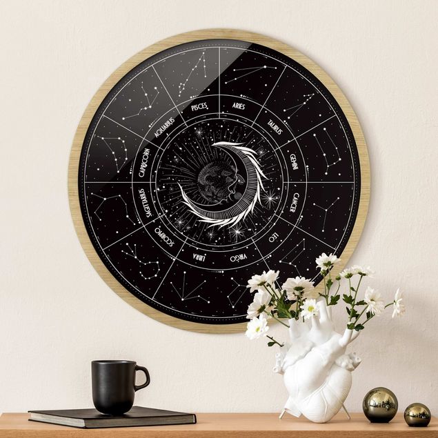 Rund billeder Astrology Moon And Zodiac Signs Black