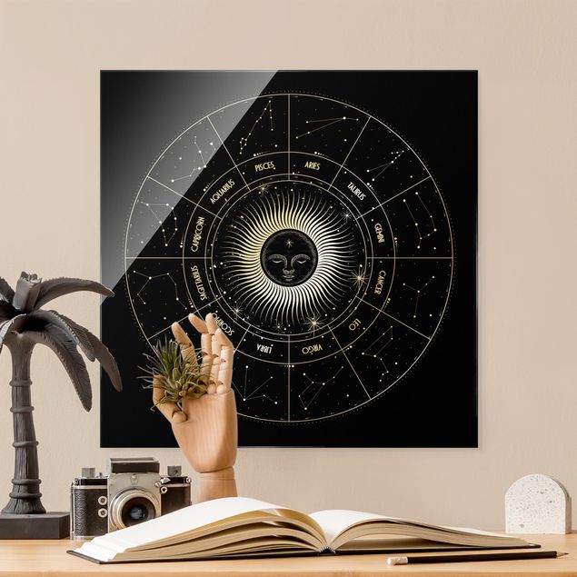 Billeder spirituelt Astrology Zodiac Sign In A Sun Circle Black