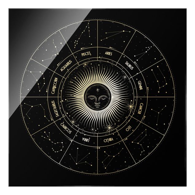 Billeder Astrology Zodiac Sign In A Sun Circle Black