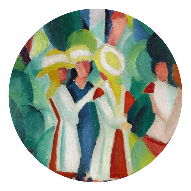 Moderne tapet August Macke - Three Girls in yellow Straw Hats
