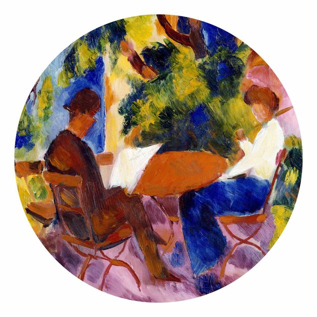 Moderne tapet August Macke - Couple At The Garden Table