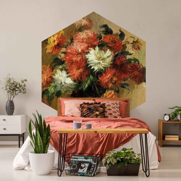 Tapet blomster Auguste Renoir - Still Life With Dahlias