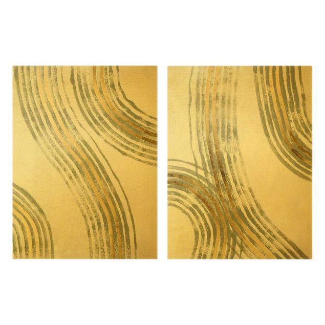 Billeder på lærred Radiating Waves Gold Set