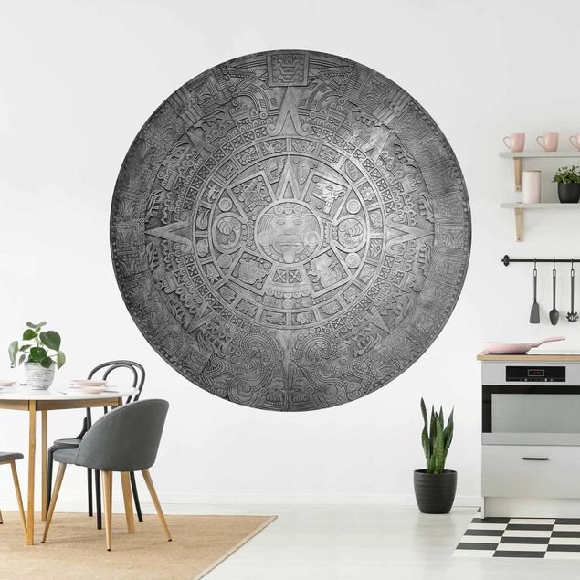 køkken dekorationer Aztec Ornamentation In A Circle Black And White