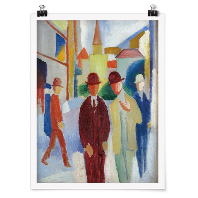 Plakater kunsttryk August Macke - Bright Street with People