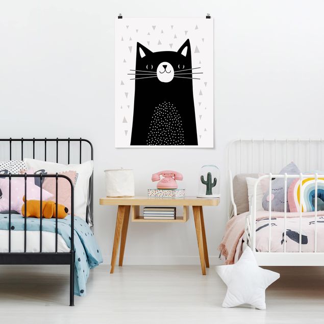 Plakater sort og hvid Zoo With Patterns - Cat