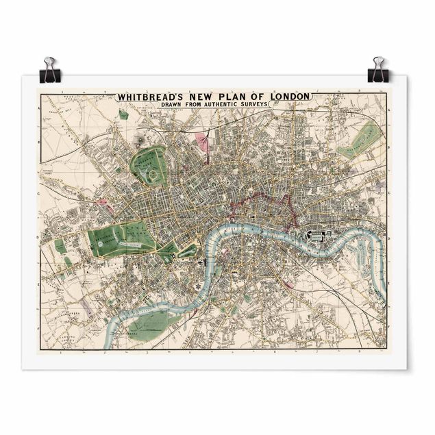 Plakater verdenskort Vintage Map London