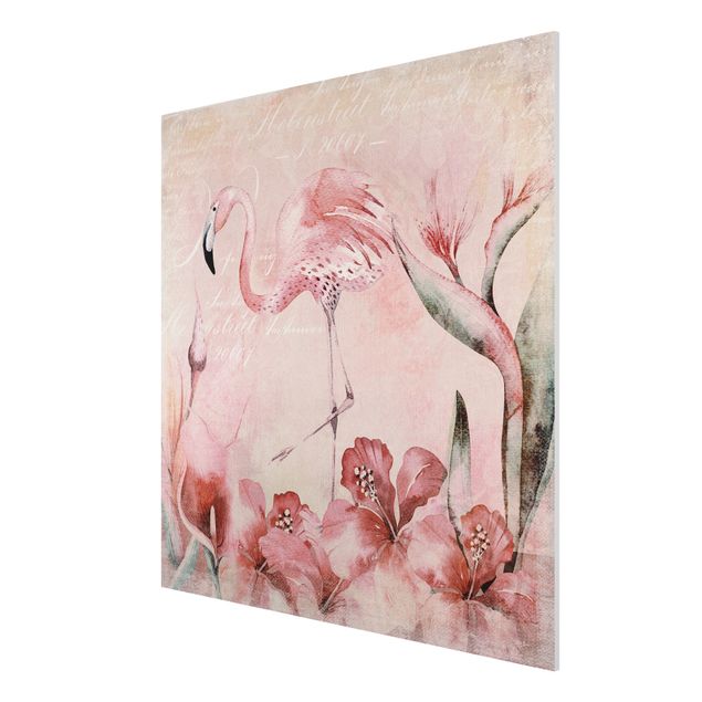 Billeder blomster Shabby Chic Collage - Flamingo
