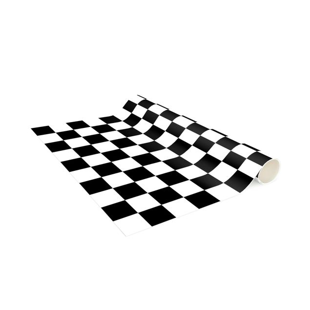 Ternet tæppe Geometrical Pattern Chessboard Black And White
