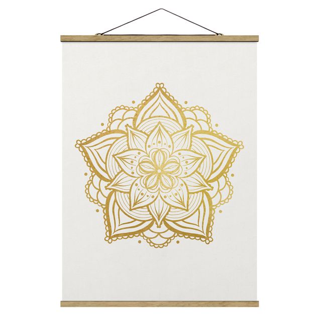 Billeder spirituelt Mandala Flower Illustration White Gold