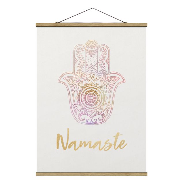 Billeder spirituelt Hamsa Hand Illustration Namaste Gold Light Pink