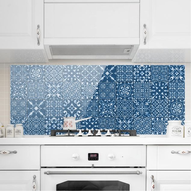 køkken dekorationer Pattern Tiles Navy White