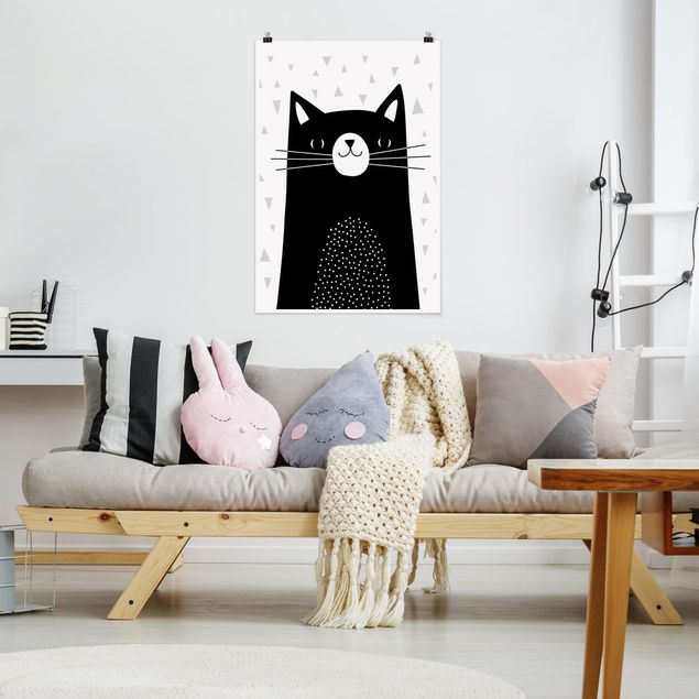 Plakater sort og hvid Zoo With Patterns - Cat