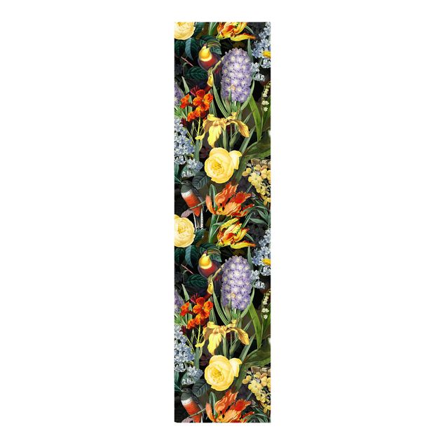 Panelgardiner blomster Flowers With Colourful Tropical Birds