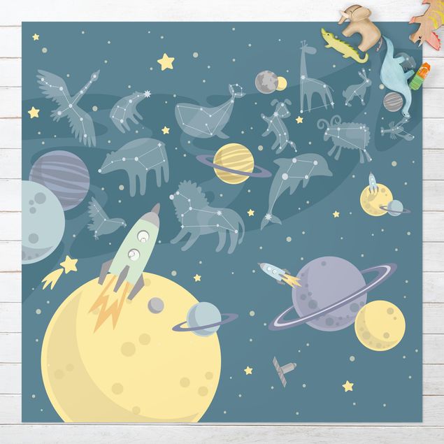 udendørs gulvtæppe Planets With Zodiac And Rockets