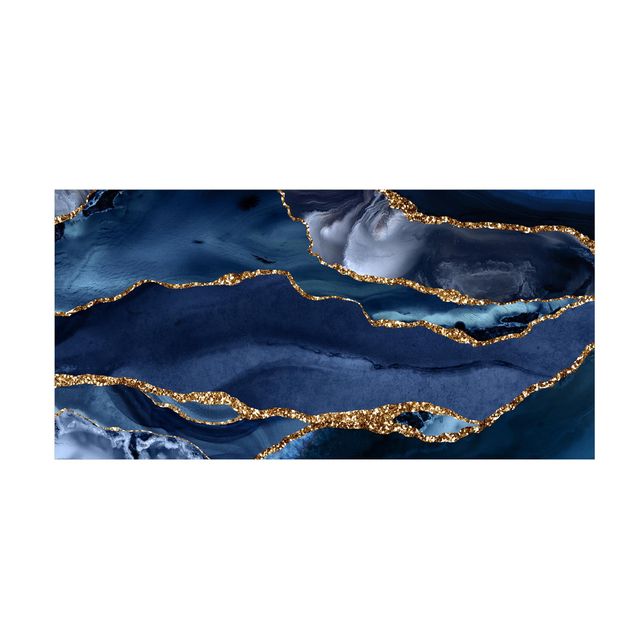 Tæpper abstract Golden Glitter Waves Blue backdrop