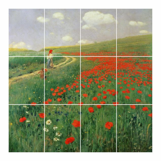 Flise klistermærker Pál Szinyei-Merse - Summer Landscape With A Blossoming Poppy