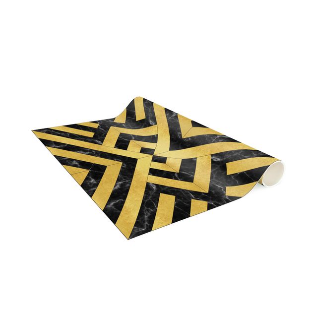 Tæpper fliselook Geometrical Tile Mix Art Deco Gold Black Marble