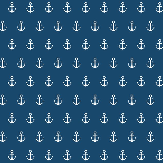 Selvklæbende folier Monogram Anchor Pattern Blue White