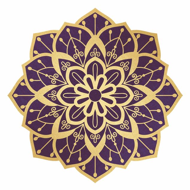 Wallstickers mandalas Mandala Flower Pattern Gold Violet