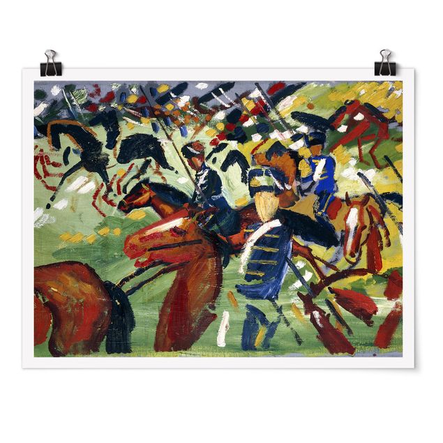 Plakater kunsttryk August Macke - Hussars On A Sortie