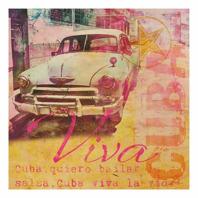 Prints på træ ordsprog Cuban Vintage Collage