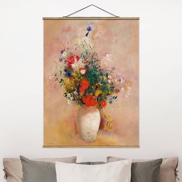 Billeder valmuer Odilon Redon - Vase With Flowers (Rose-Colored Background)