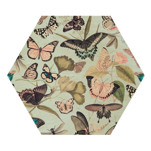 Billeder blomster Vintage Collage - Butterflies And Dragonflies