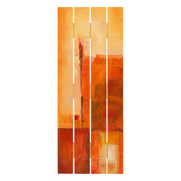 Prints på træ Abstract Orange Brown