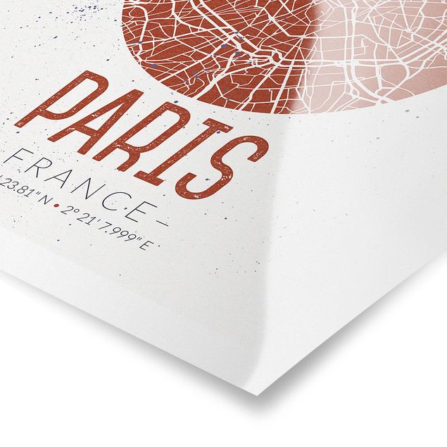 Billeder rød City Map Paris - Retro