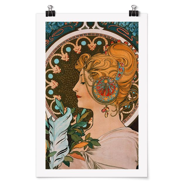 Plakater kunsttryk Alfons Mucha - The Feather