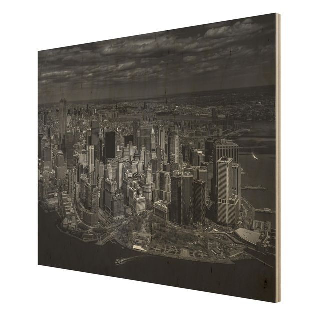 Prints på træ New York - Manhattan From The Air