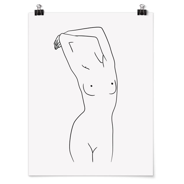 Plakater sort og hvid Line Art Nude Black And White