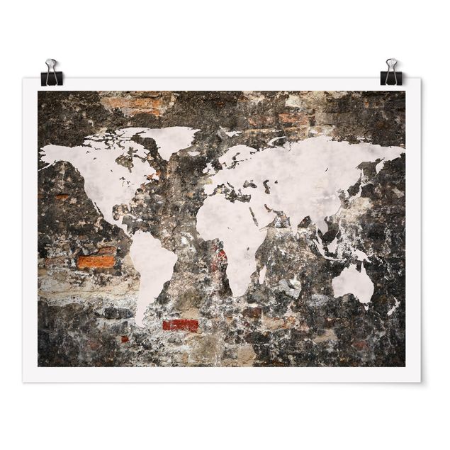 Billeder verdenskort Old Wall World Map