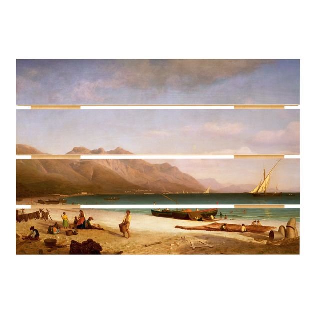 Prints på træ landskaber Albert Bierstadt - Bay of Salerno
