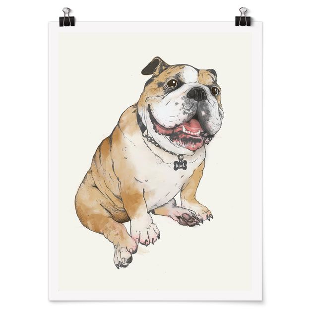 Plakater dyr Illustration Dog Bulldog Painting