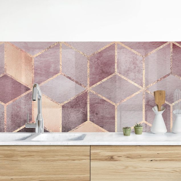 køkken dekorationer Pink Grey Golden Geometry