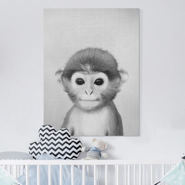 Billeder på lærred aber Baby Monkey Anton Black And White