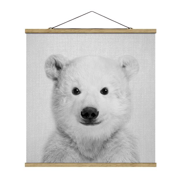 Plakater dyr Baby Polar Bear Emil Black And White