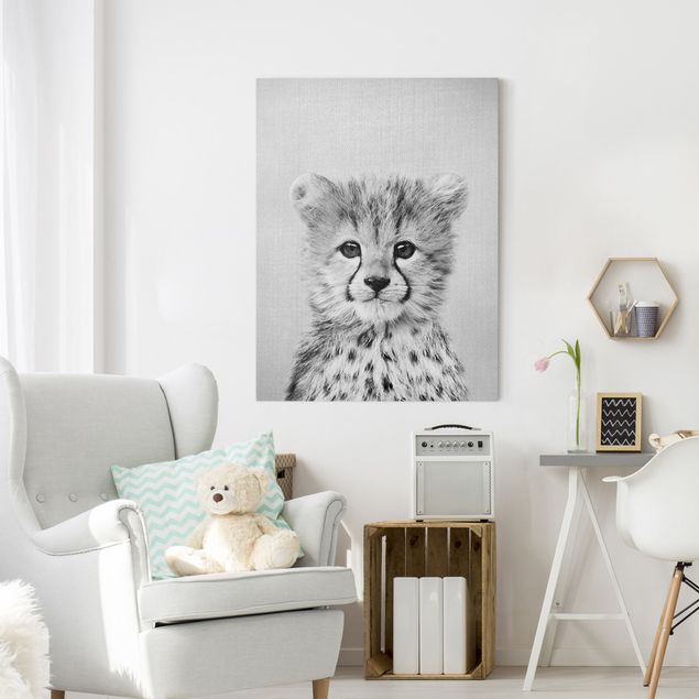 Billeder på lærred katte Baby Cheetah Gino Black And White
